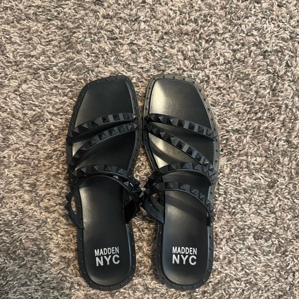 Madden NYC Black Studded Women's Sandals